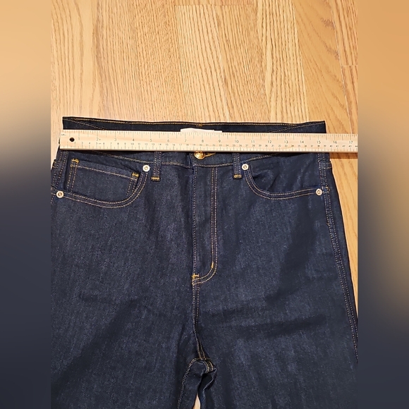 ALT Elena Gilbert Tory Burch Denim Pants Women Sz 31 Dark Straight Leg High Rise - Picture 11 of 16